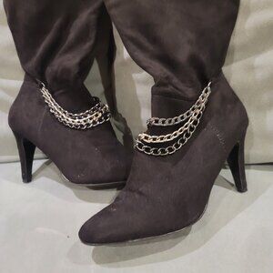 Black knee high Chain Accent boots
